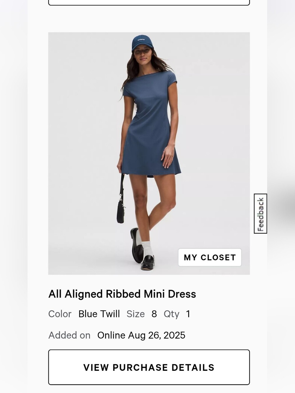 lululemon Short-Sleeve Mini Dress in Blue Twill
